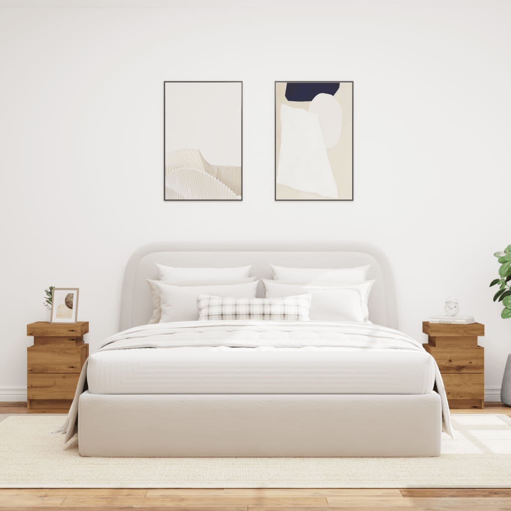 Mesitas Noche Con Led 2 Uds Madera Roble Artisian 35x39x55 Cm_2