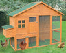 Gran Gallinero Colorado Para 6-9 Gallinas - De Madera Tratada - Almacén, Ponedero Y Parque - 96 X 268 X 195 Cm