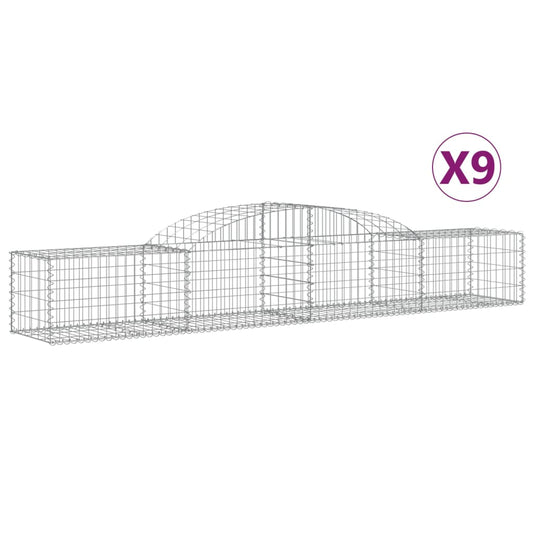Cestas De Gaviones 9 Uds Forma De Arco Hierro 300x50x40/60 Cm_0