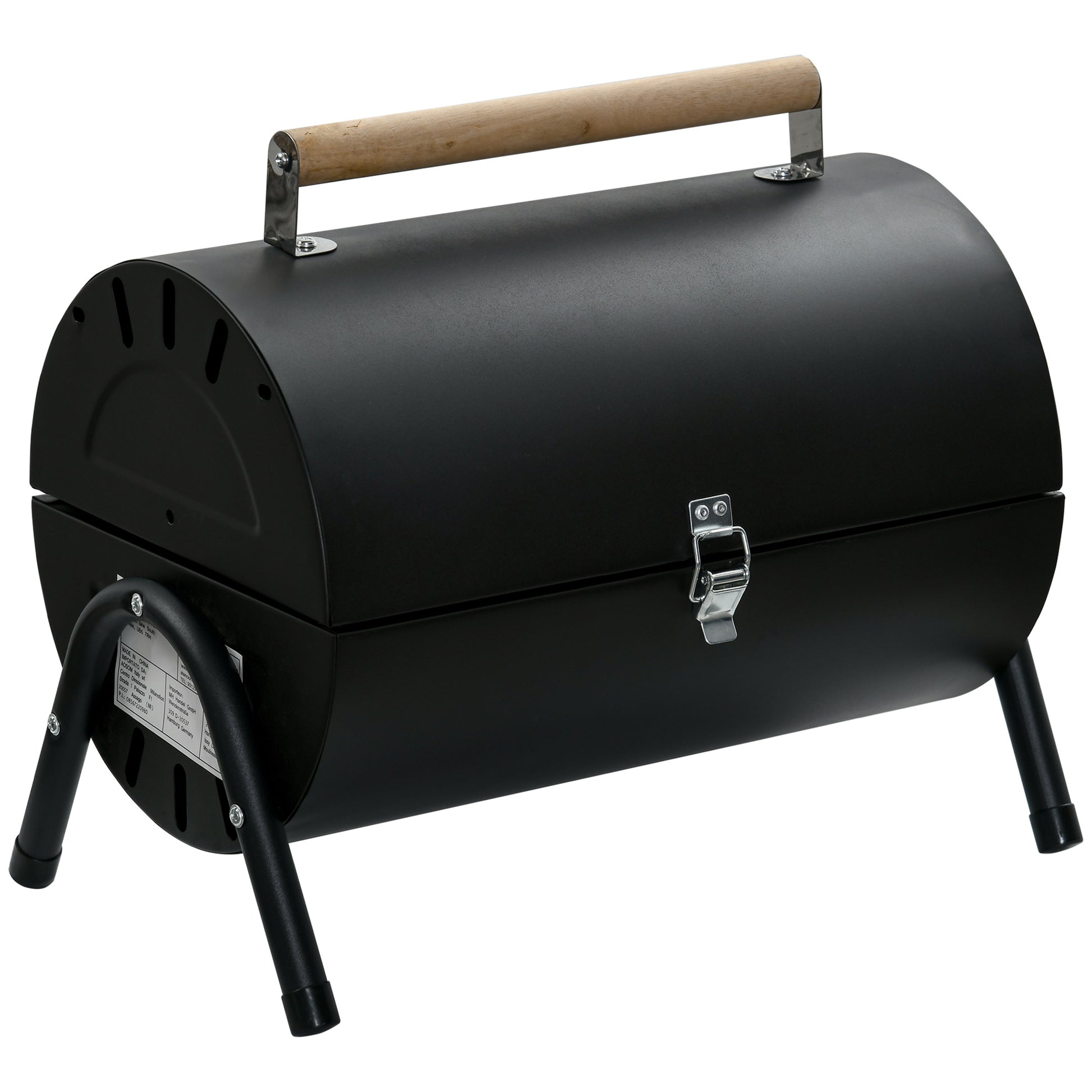 Outsunny Barbacoa De Carbón Portátil Con 2 Parrillas Asa Cierre 42x26x42cm Negro_0