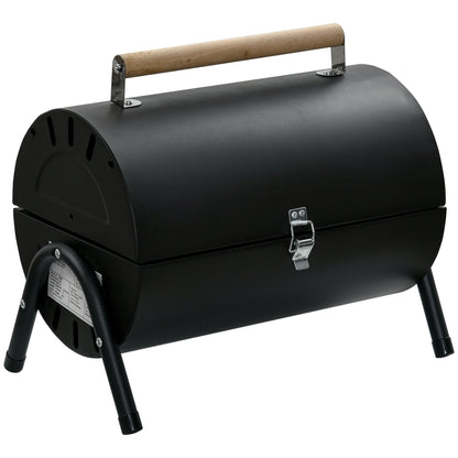 Outsunny Barbacoa De Carbón Portátil Con 2 Parrillas Asa Cierre 42x26x42cm Negro_0