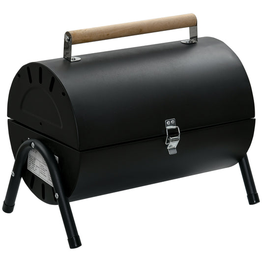 Outsunny Barbacoa De Carbón Portátil Con 2 Parrillas Asa Cierre 42x26x42cm Negro_0
