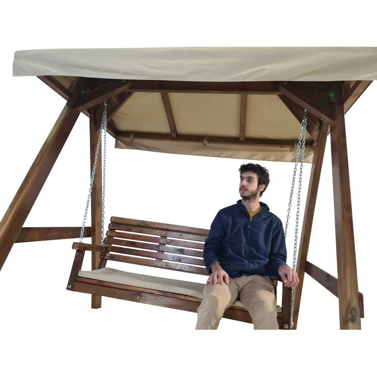 Balancin De Jardin Masgames Elna L Con Techo De Lona Con Cojin En El Banco.