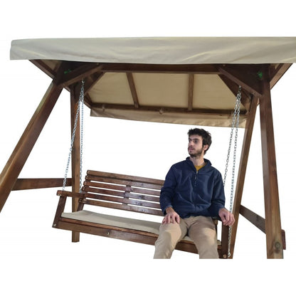 Balancin De Jardin Masgames Elna L Con Techo De Lona Con Cojin En El Banco.