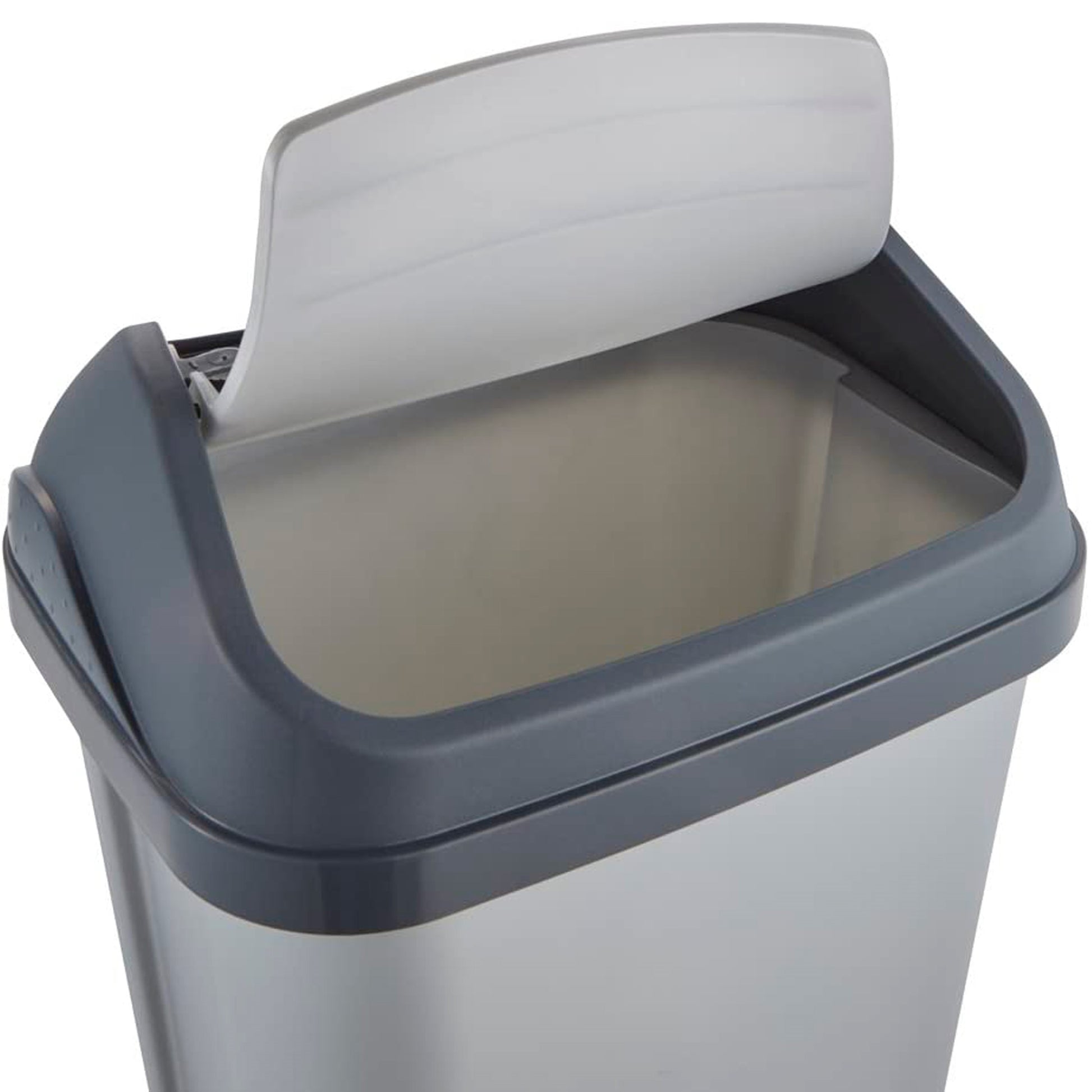 Pack De 3 Cubos De Basura Con Tapa Deslizante Swantje 10/25/50 Litros En Color Plateado_4