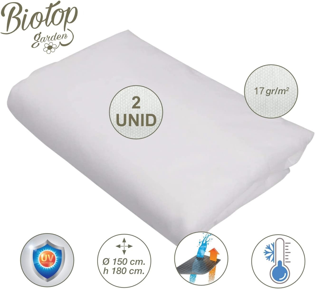 Capucha protectora antiheladas con cordón 17 g/m2 Biotop 2 ud