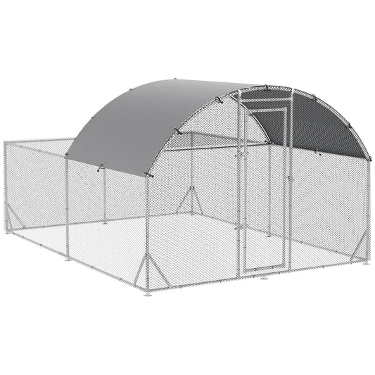 Pawhut Gallinero Exterior Grande De Acero Galvanizado 380x280x195 Cm Con 2 Pisos_0