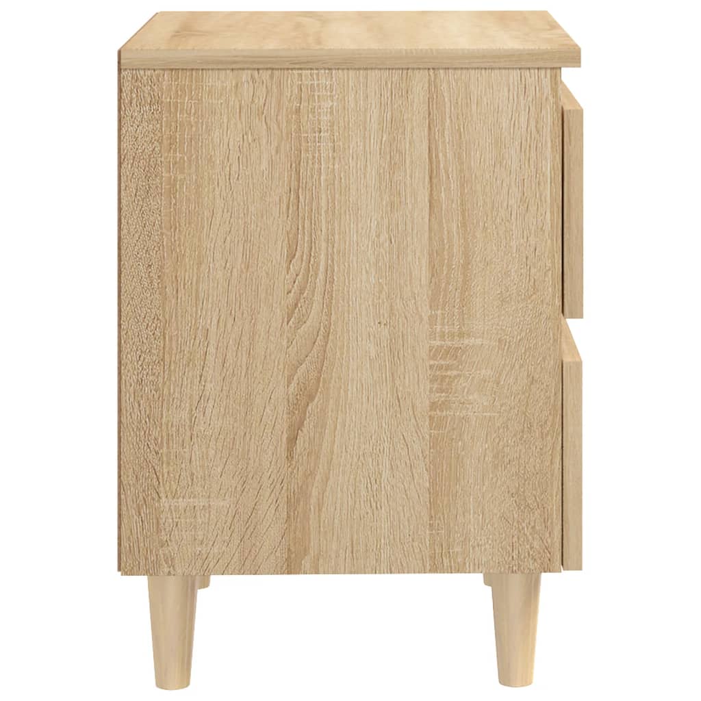 Mesita De Noche Patas Madera Maciza Roble Sonoma 40x35x50 Cm_2