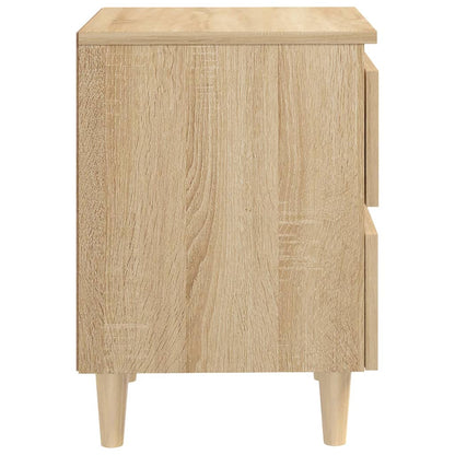 Mesita De Noche Patas Madera Maciza Roble Sonoma 40x35x50 Cm_2