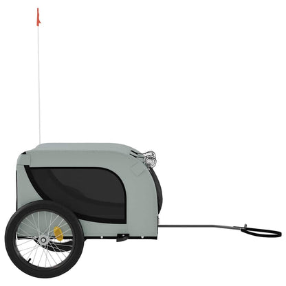 Remolque De Bicicleta Mascotas Hierro Tela Oxford Gris Negro_4
