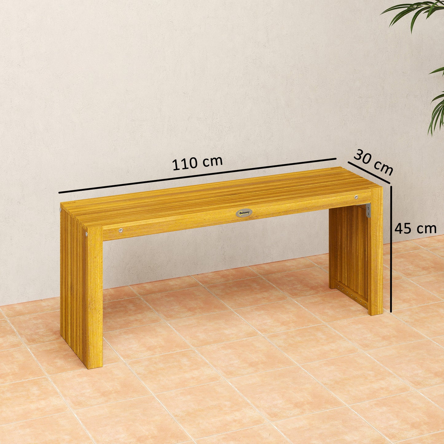Outsunny Banco De Jardín De Madera Rústico De 2 Plazas 110x30x45 Cm Natural_2