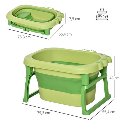 Homcom Bañera Plegable Para Bebé 0-6 Años Patas Antideslizantes 75,3x55,4x43 Cm_2