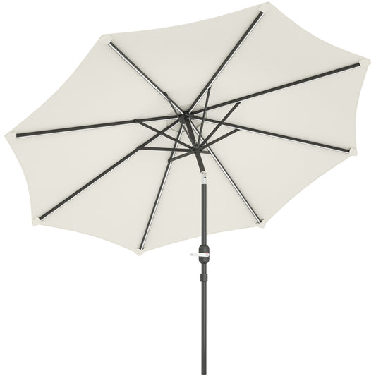 Outsunny Sombrilla Terraza Exterior Ø292x252 Cm Con Inclinación Ajustable Crema_0