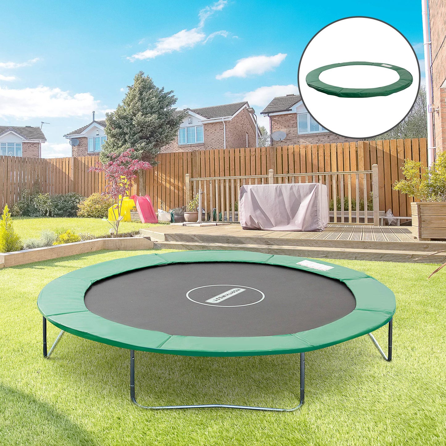 Homcom Cubierta Protectora Para Cama Elástica Trampolín Ø244 Cm Verde_1