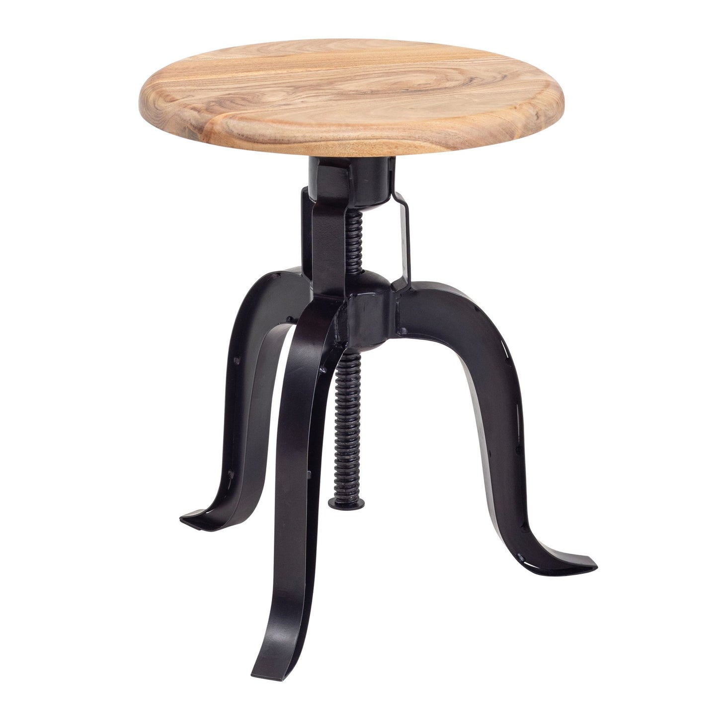 Taburete Giratorio 39x62,5x39 Cm Madera Maciza De Acacia / Metal Negro_0