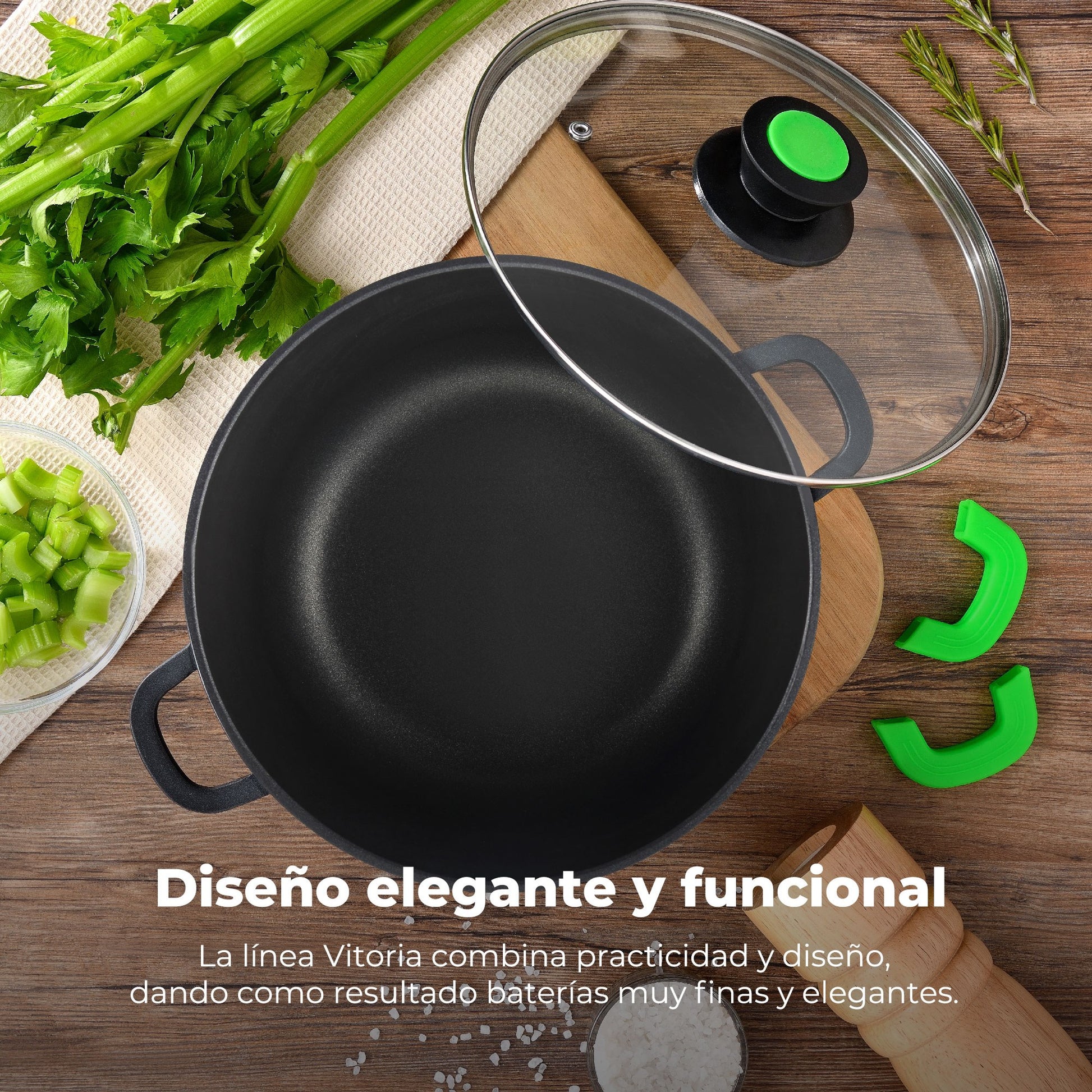 Cacerola 20 X 9 Cm Con Tapa San Ignacio Vitoria De Aluminio Fundido Apta Para Induccion