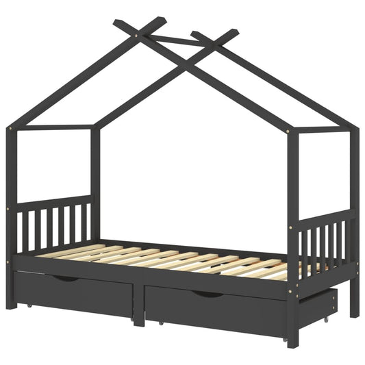 Vidaxl Estructura De Cama Infantil Y Cajones Madera Pino Gris 90x200cm_0