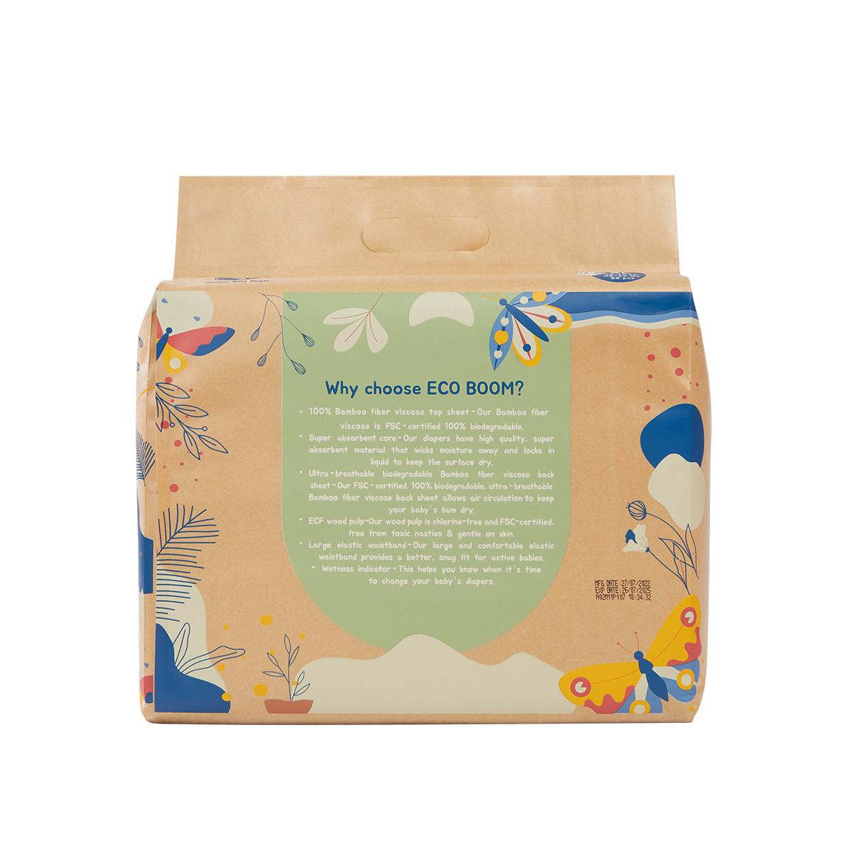 ECOBOOM - Pañal Ecológico de BAMBÚ Eco Boom. 70% Biodegradable, Hipoalergénico (TALLA 5/XL, 12-17 KG, PACK 8 BOLSAS, TOTAL 224 PAÑALES)