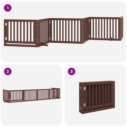 Vidaxl Puerta De Perros Plegable 6 Paneles Madera Álamo Marrón 480 Cm_3