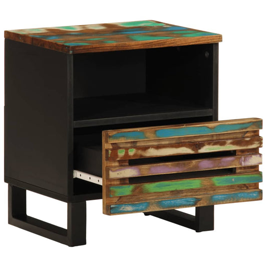 Mesita De Noche De Madera Maciza Reciclada 40x34x46 Cm_0