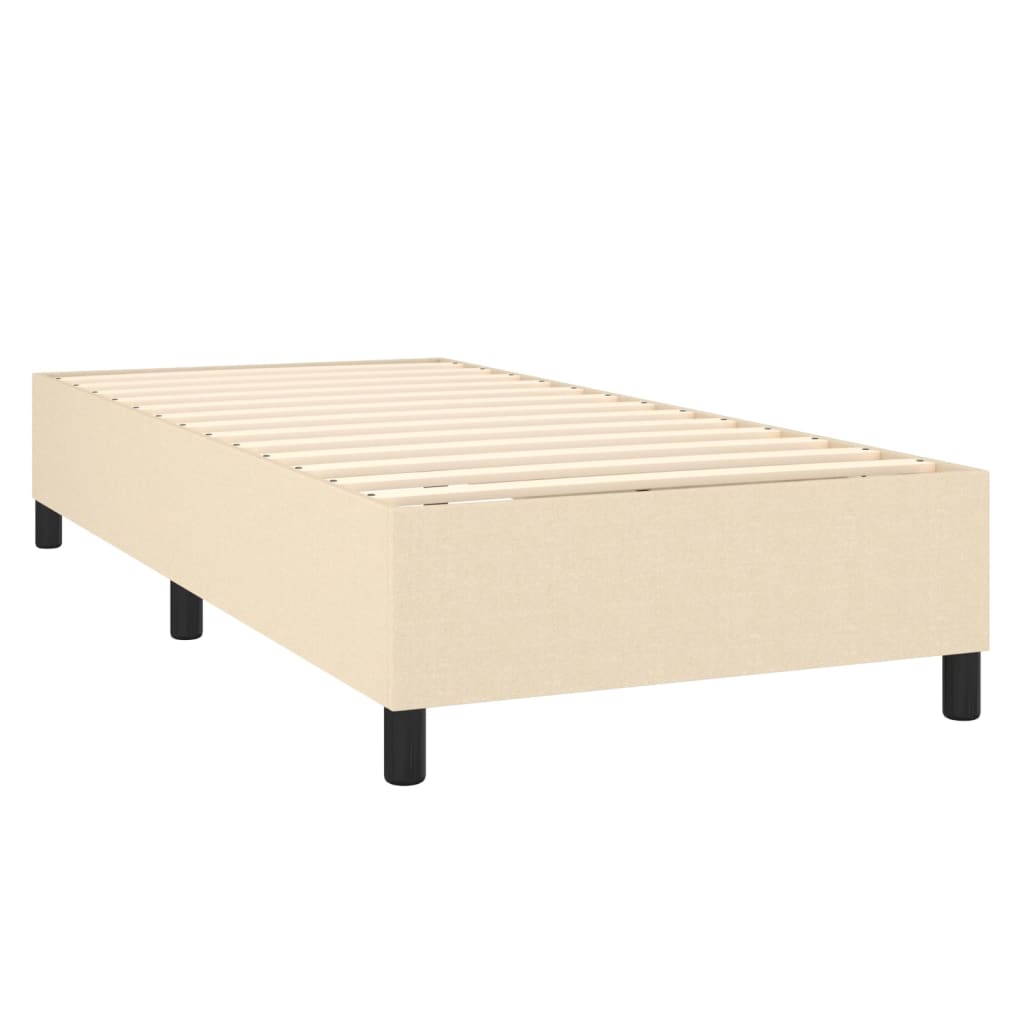 Cama Box Spring Colchón Y Luces Led Tela Crema 80x200 Cm / Vetonek_2