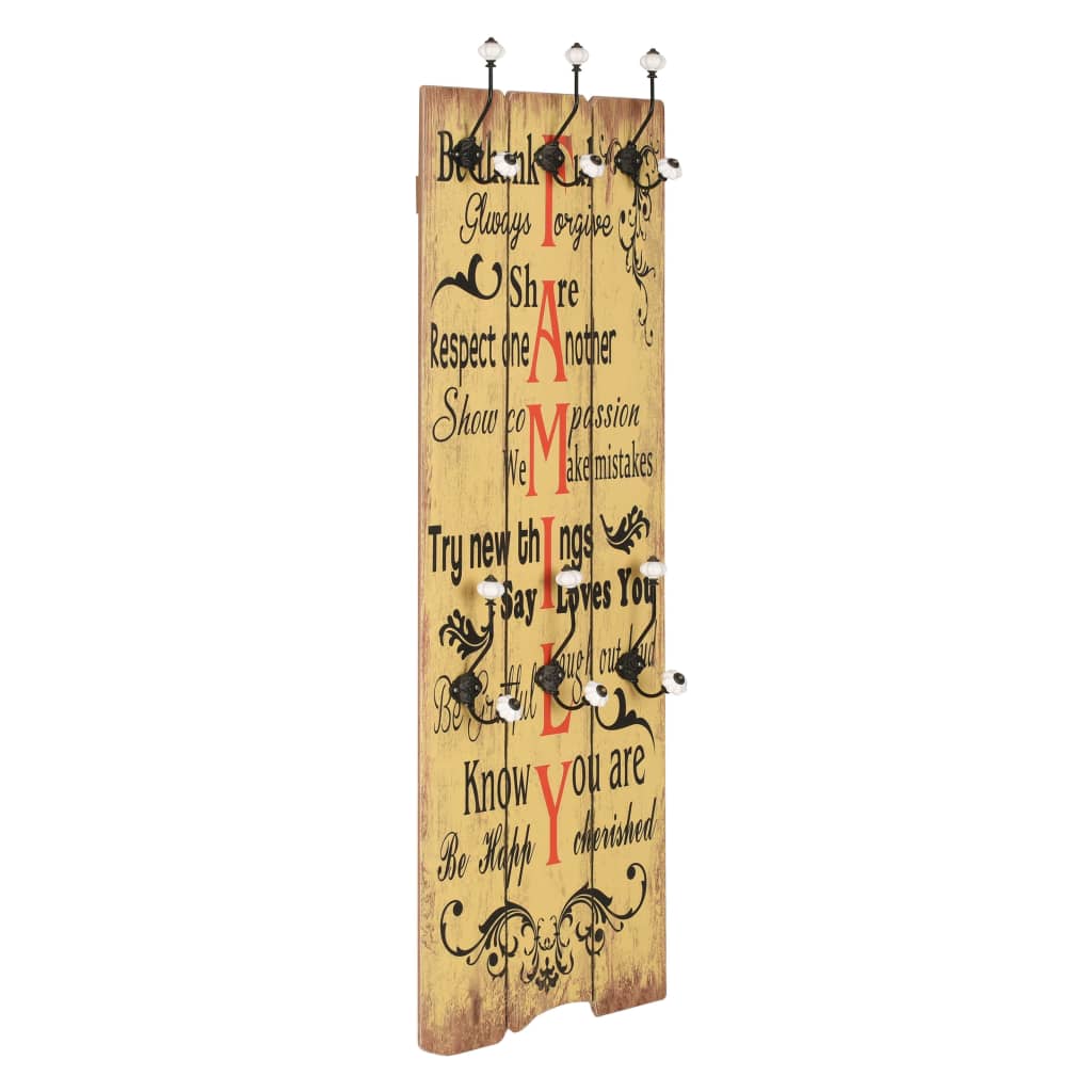 Perchero De Pared Family Con 6 Ganchos 120x40 Cm_1