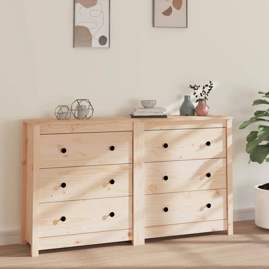 Aparador De Madera Maciza De Pino 140x35x80 Cm_0