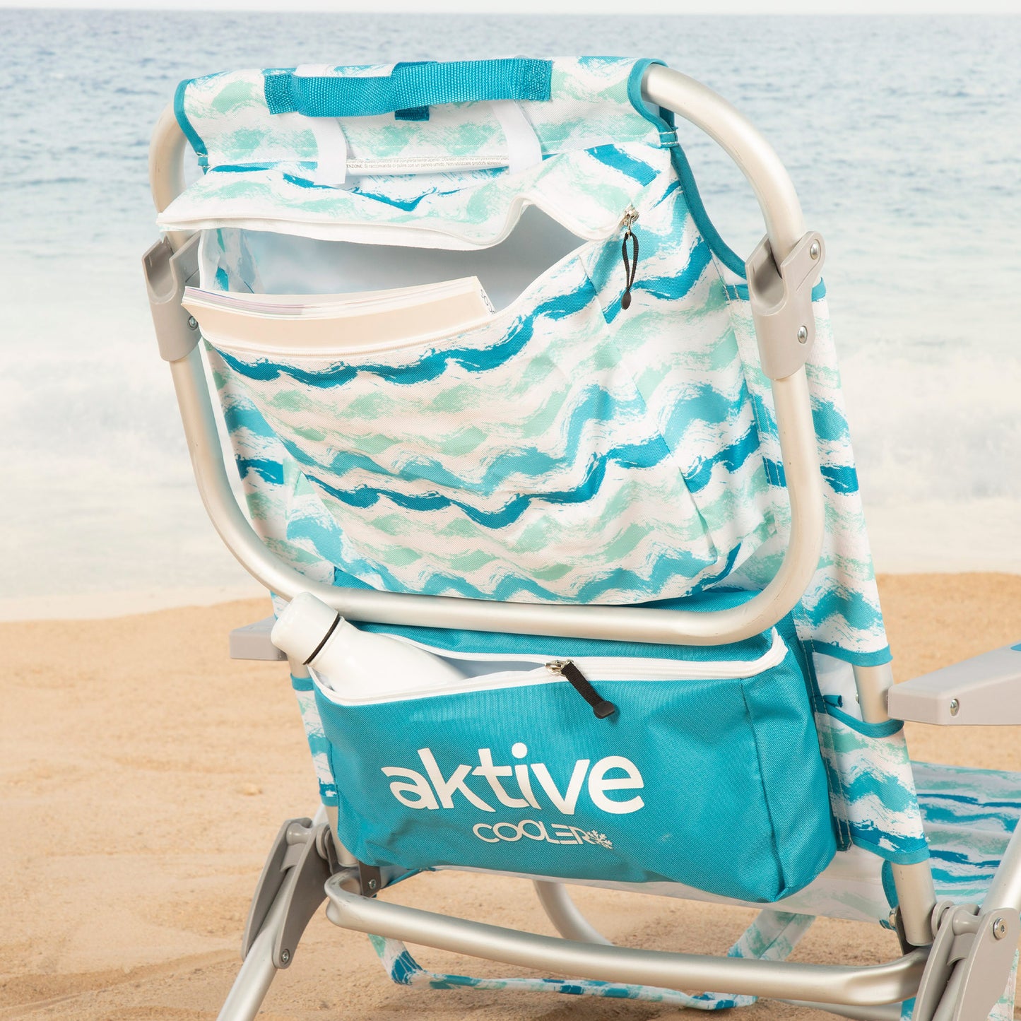 Aktive Silla Playa Plegable Reclinable 5 Posiciones, Aluminio Y Acero, Bolsillo Lateral Y Cojín_4