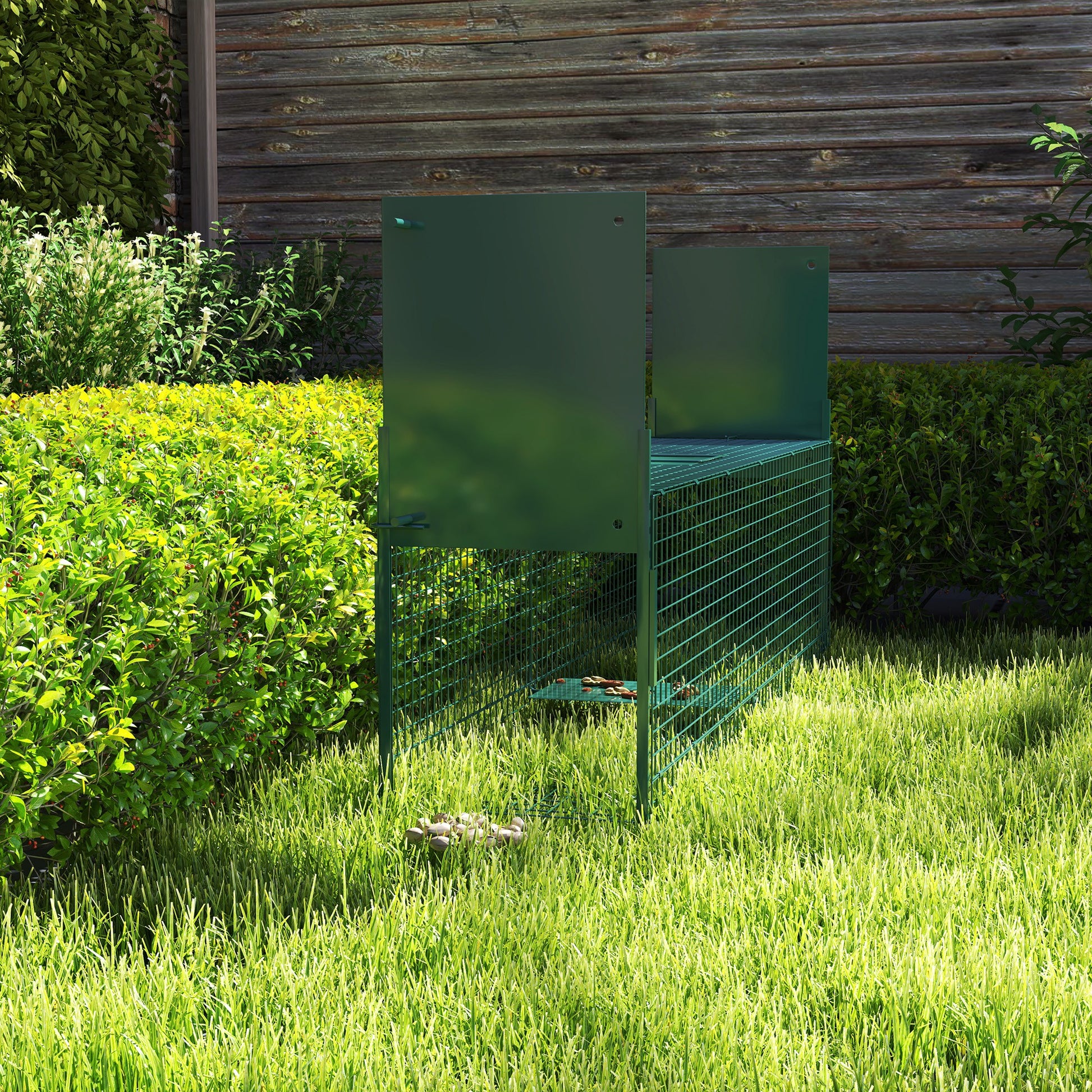 Pawhut Trampa Para Atrapar Animales Vivos Con 2 Puertas Asa 100x25x28 Cm Verde_4