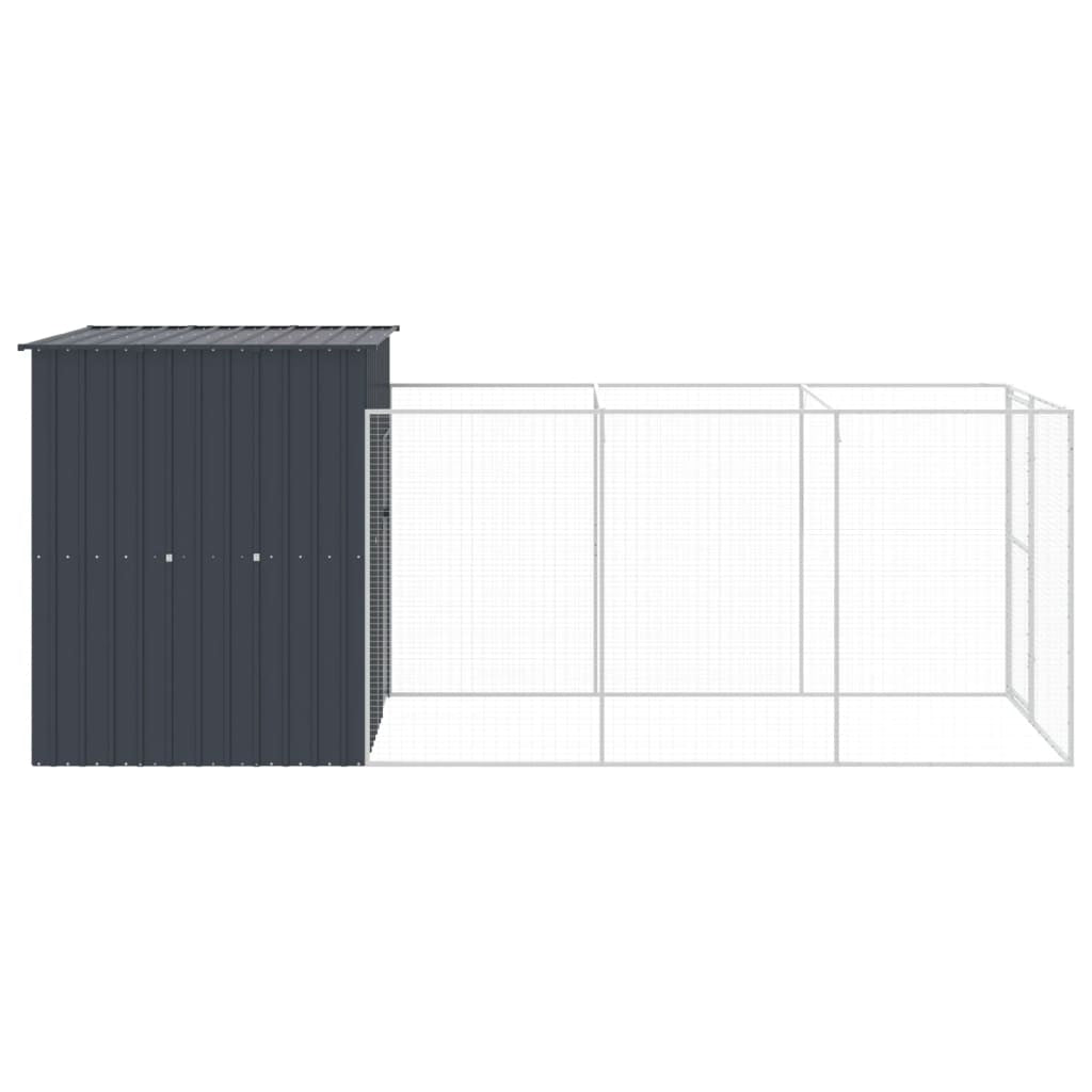 Vidaxl Caseta De Perros Con Corral Acero Galvanizado 165x455x181 Cm_3