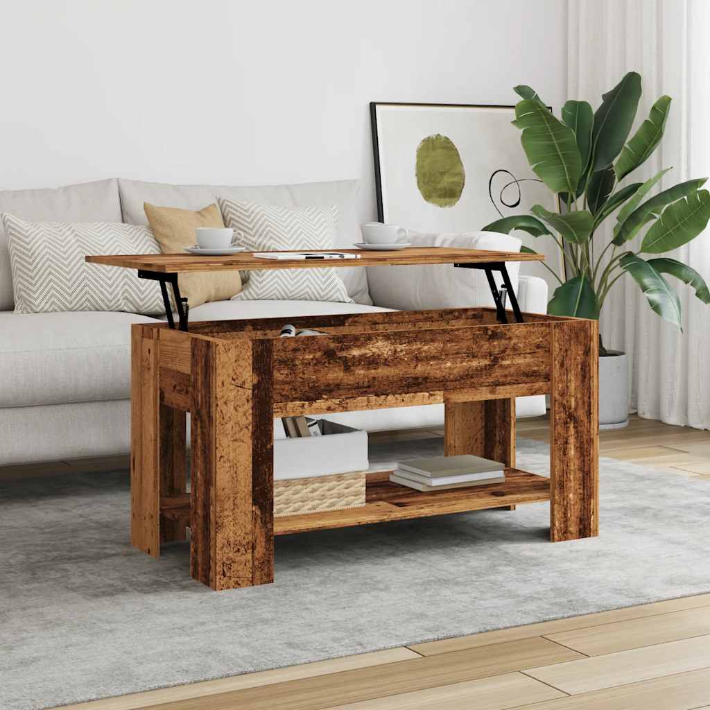 Mesa De Centro Madera De Ingeniería Madera Vieja 101x49x52 Cm_1