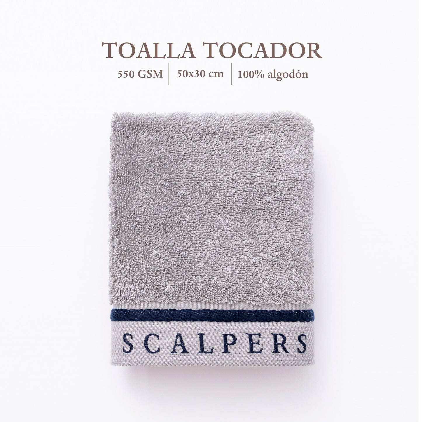 Toalla De Tocador 30x50cm En Algodón Gris Con Rayas Scalpers Home_1