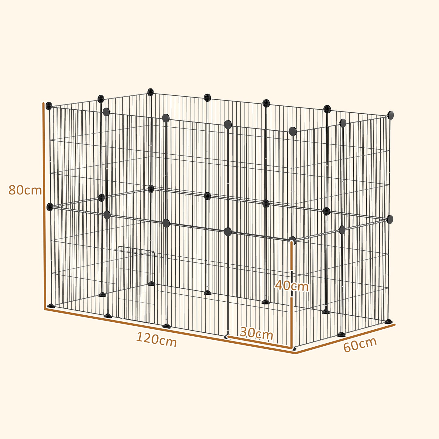 Pawhut Jaula Para Animales Pequeños Forma Personalizable 120x60x80 Cm Negro_2