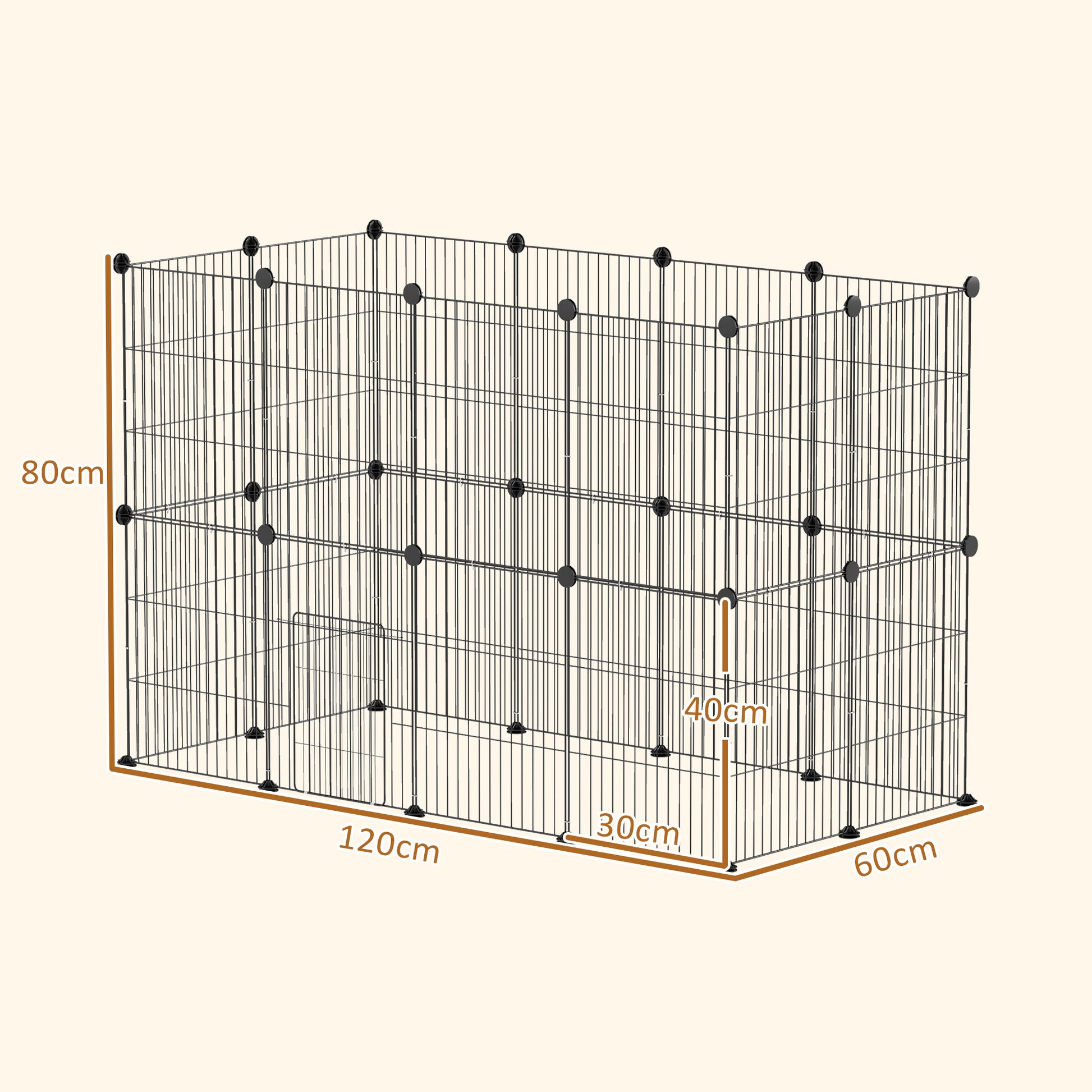 Pawhut Jaula Para Animales Pequeños Forma Personalizable 120x60x80 Cm Negro_2