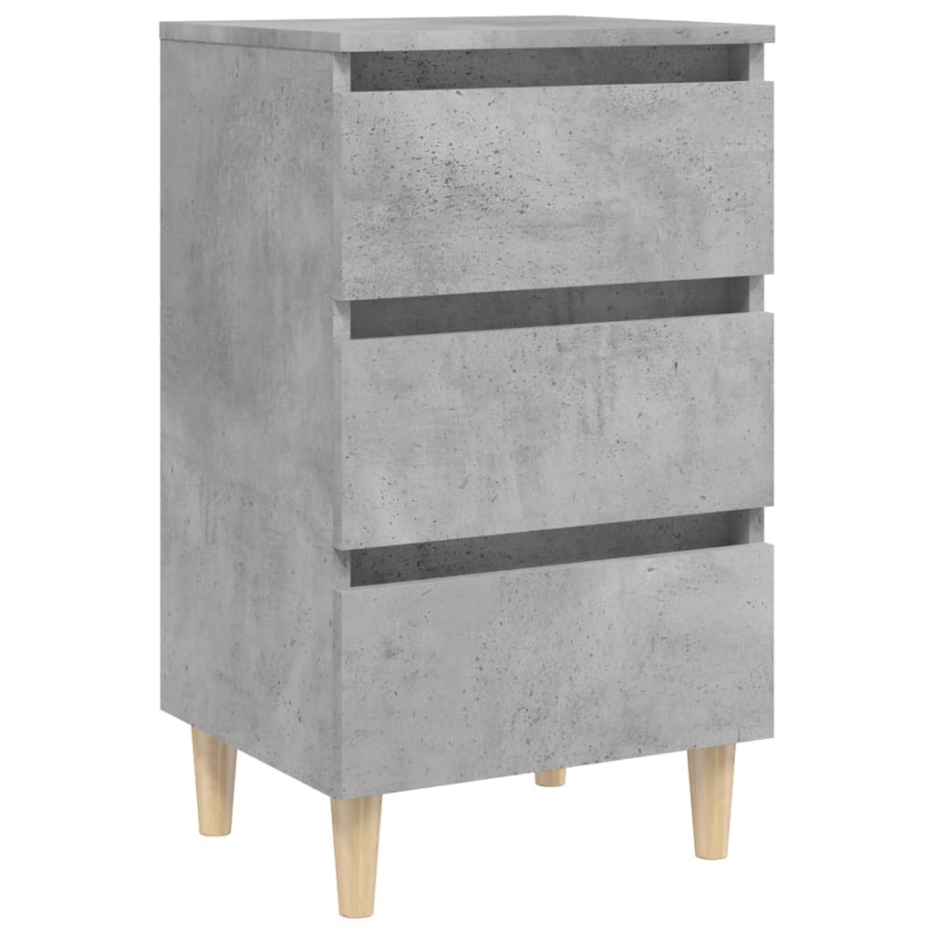 Mesitas De Noche 2 Uds Patas Madera Gris Hormigón 40x35x69 Cm_3