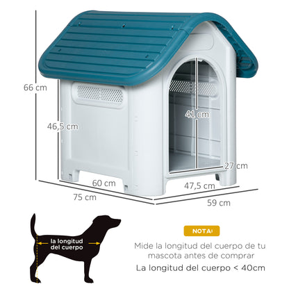 Pawhut Caseta Para Perros Mini Uso Interior Exterior 59x75x66 Cm Azul_2