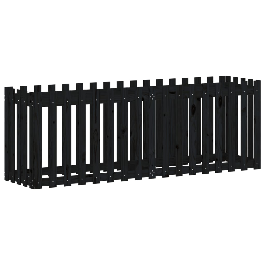 Arriate Elevado Jardín Con Valla Madera Pino Negro 200x50x70cm_3