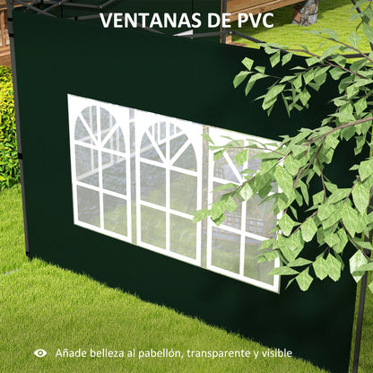 Outsunny Paredes Laterales Para Carpa 3x3 M Y 3x6 M 293x193 Cm Verde Oscuro_5