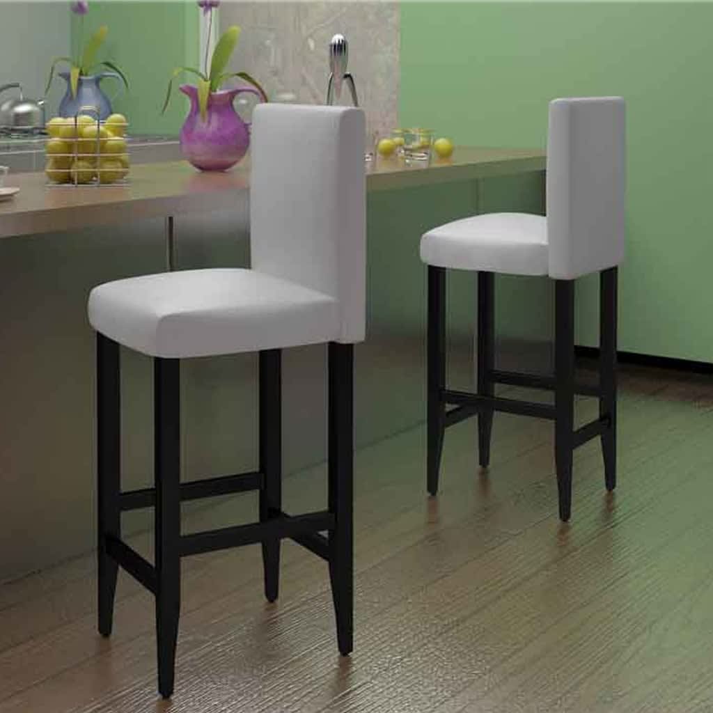 Taburetes De Cocina 2 Unidades Cuero Sintético Blanco_3