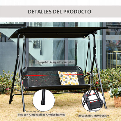 Outsunny Columpio De Jardín 2 Plazas Silla Balancín Techo Ajustable_4
