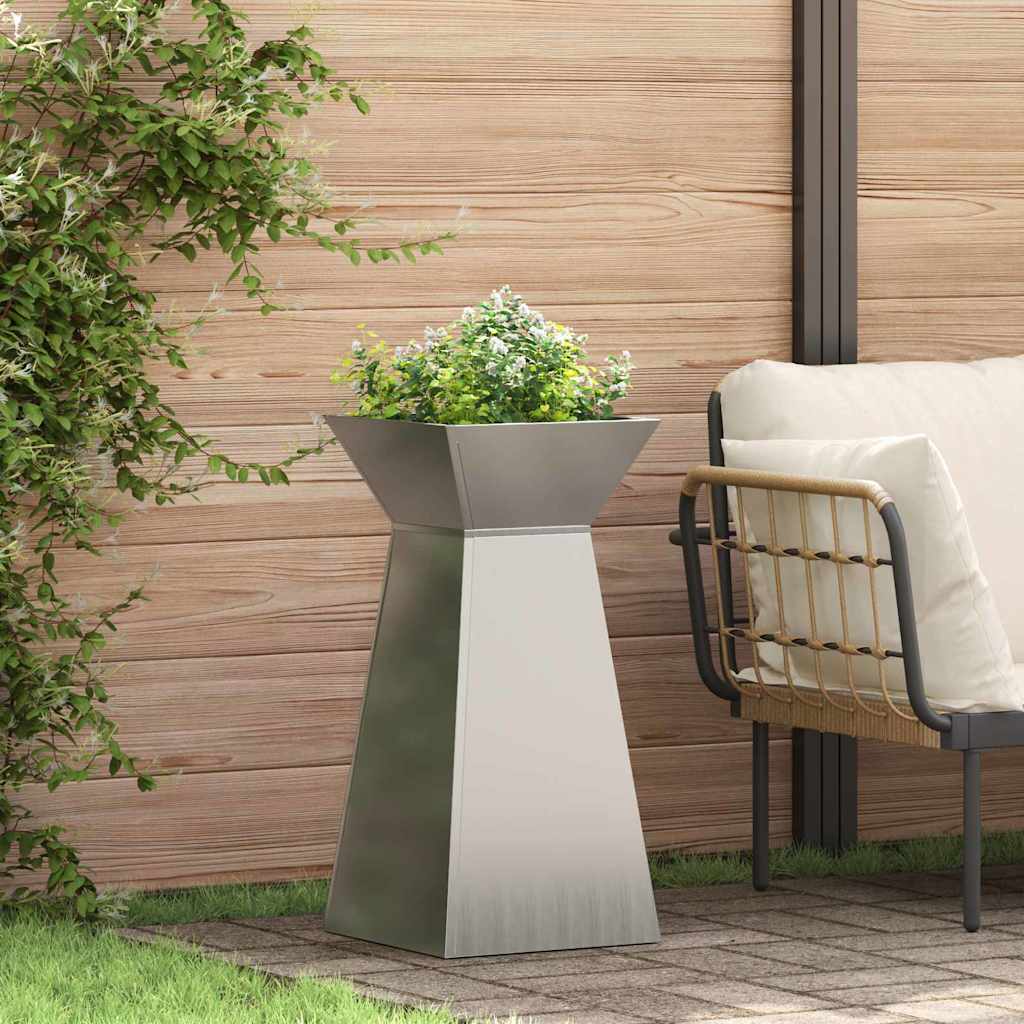 Maceta Pilar 2 Uds. Plateado 35 X 35 X 73 Cm Acero Galvanizado_1