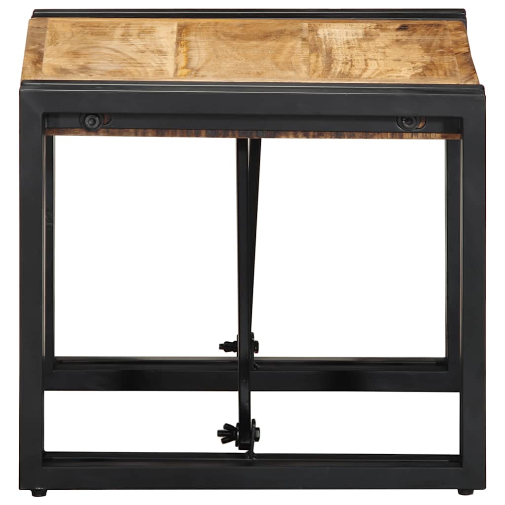 Mesa De Centro 40x40x35 Cm Madera Maciza De Mango Rugoso_1