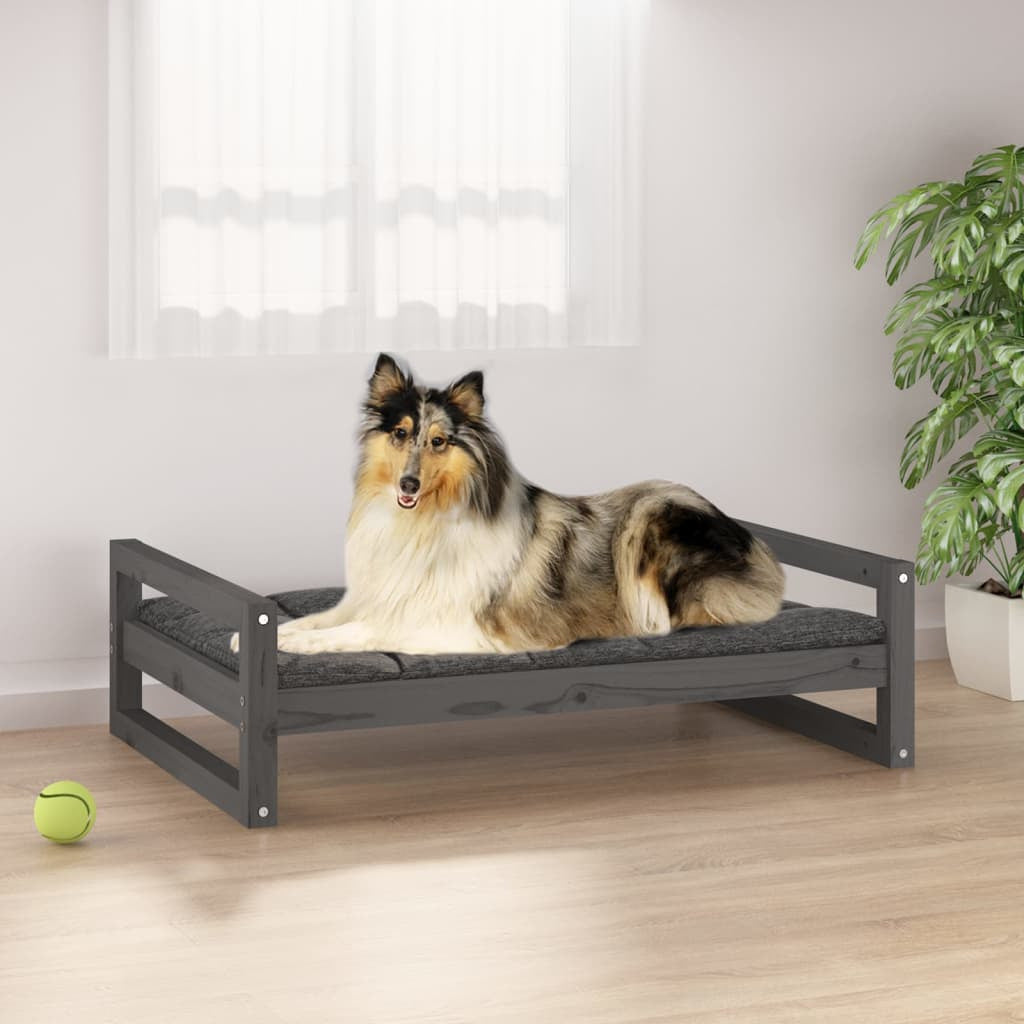 Vidaxl Cama Para Perros Madera Maciza De Pino Gris 95,5x65,5x28 Cm_1