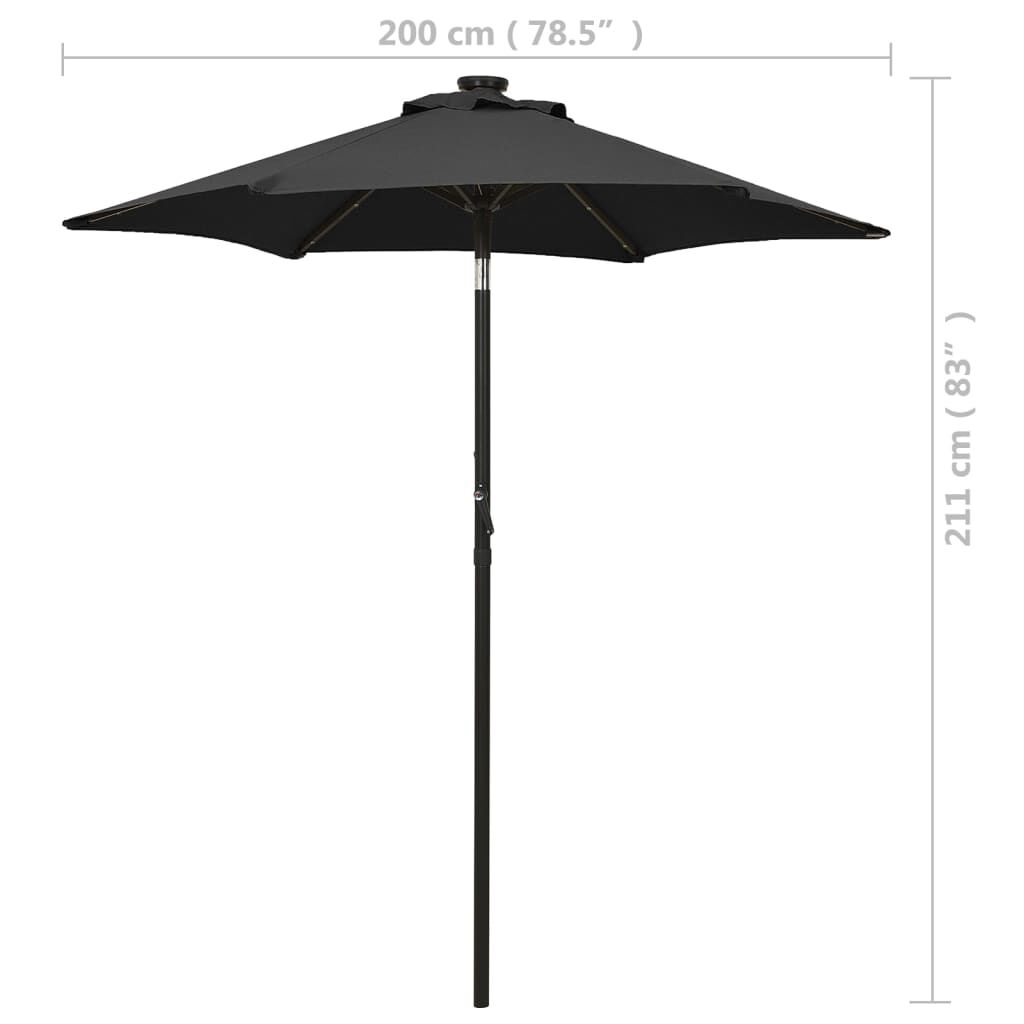 Vidaxl Sombrilla De Jardín Con Luces Led Aluminio Negro 200x211 Cm_2