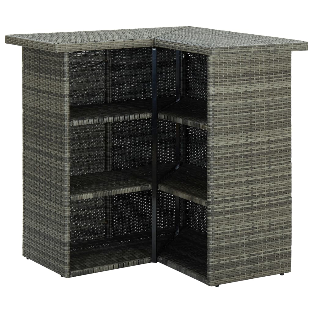 Mesa Alta De Bar De Esquina Ratán Sintético Gris 100x50x105 Cm_2