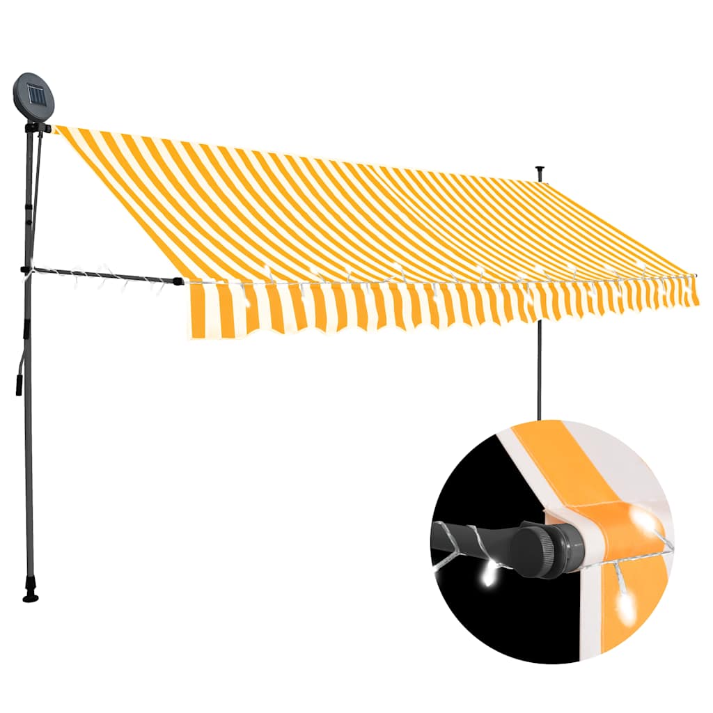 Toldo Manual Retráctil Con Led Blanco Y Naranja 400 Cm_1