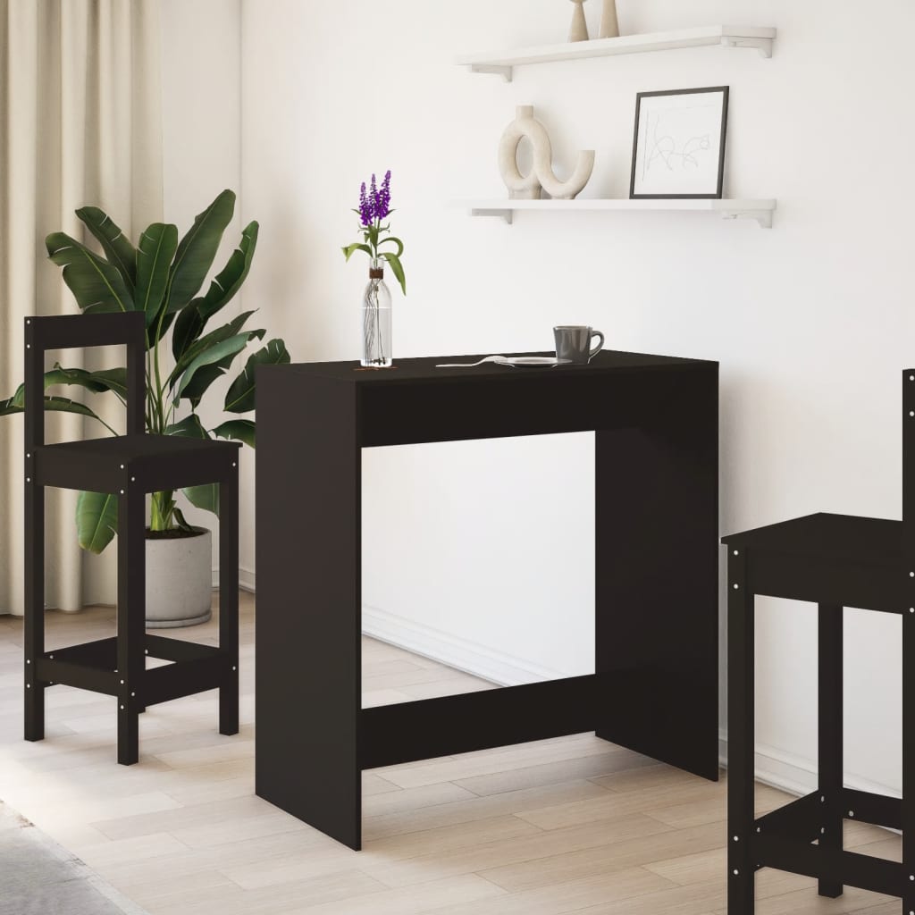 Mesa Alta De Bar Madera Ingeniería Negra 102x50x103,5 Cm_1