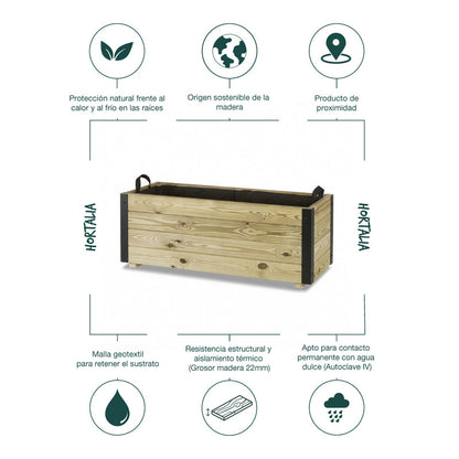 Jardinera De Madera Con Refuerzo De Aluminio 100x40x40 Cm Ghio Al Hortalia_4