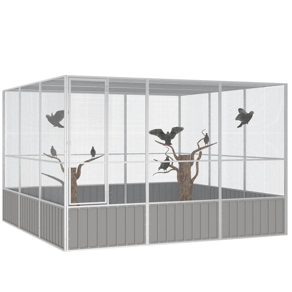 Vidaxl Jaula Pájaros Acero Galvanizado Gris 302,5x324,5x211,5 Cm_1