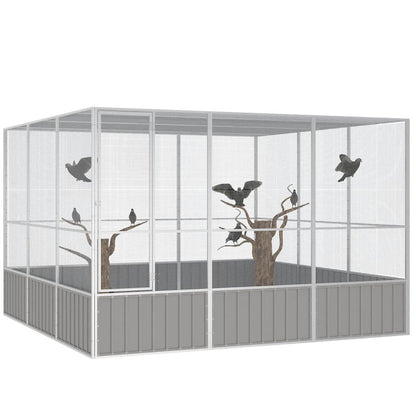 Vidaxl Jaula Pájaros Acero Galvanizado Gris 302,5x324,5x211,5 Cm_1
